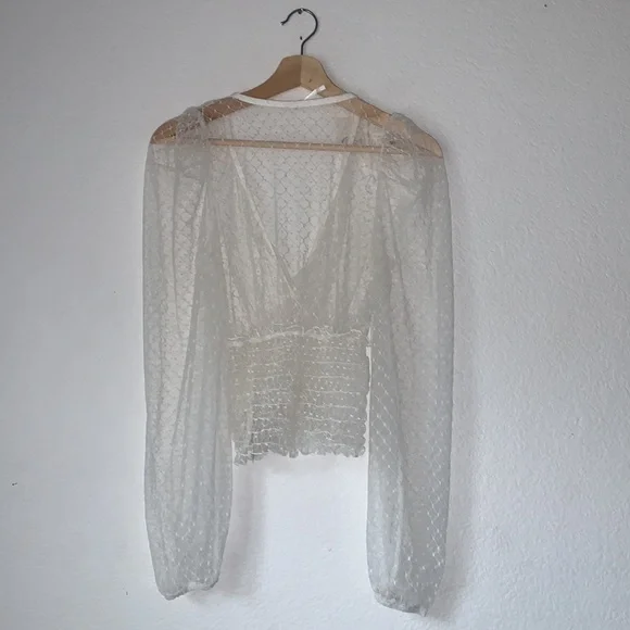 BNWT Free People tulle ivory  blouse sz Small $78 - Picture 4 of 9
